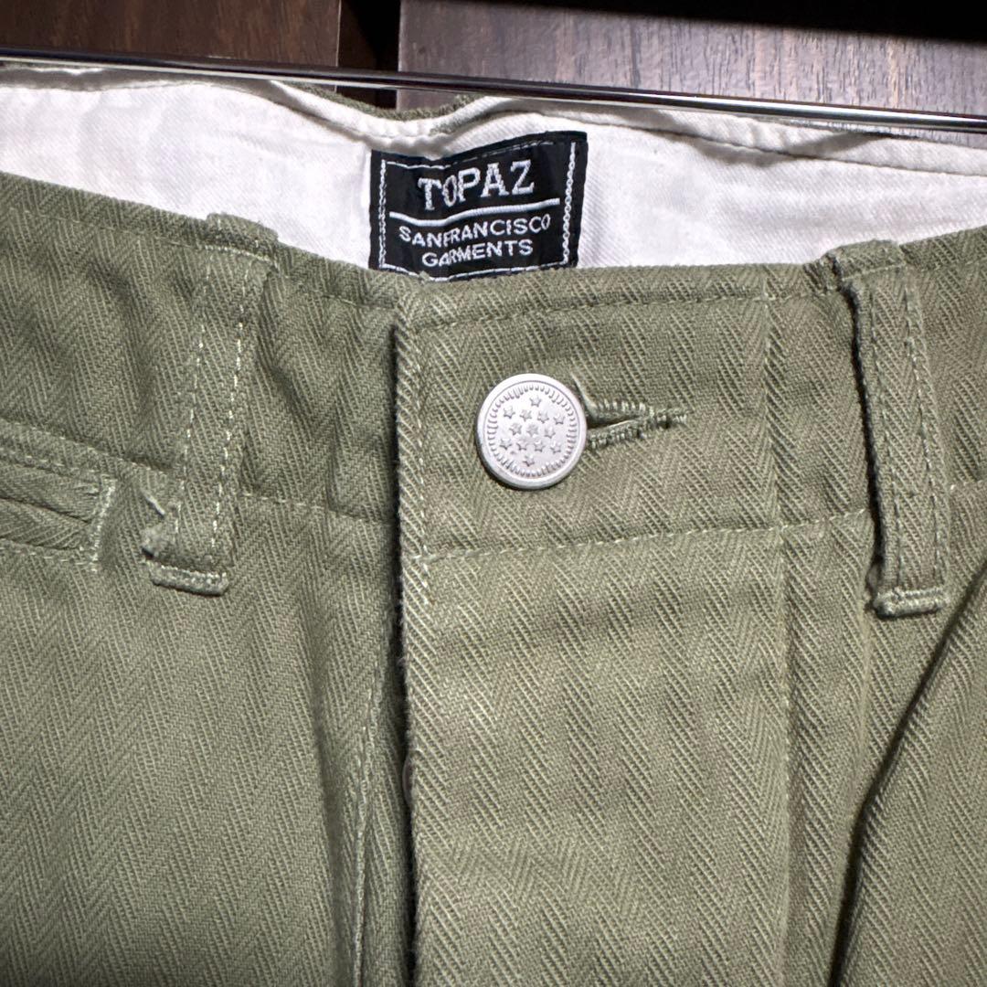 TOPAZ ヘリンボーンツイルトラウザー　ミリタリーパンツ　W32