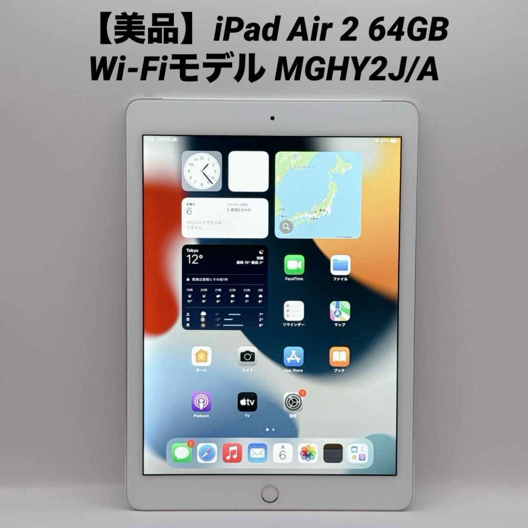 【美品】iPad Air 2 64GB Wi-Fiモデル MGHY2J/A