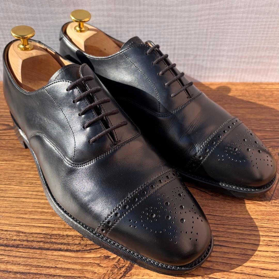 チーニー ロイドフットウェア別注 ストレートチップ UK7 黒 内羽根 革靴