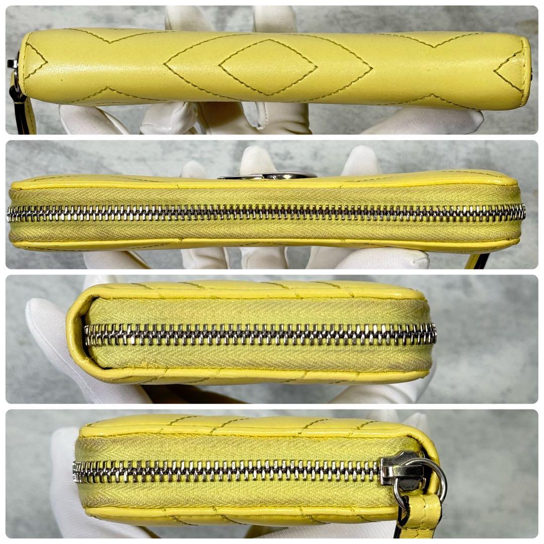 GUCCI GGマーモント キルティング ラウンドジップ 長財布 イエロー 8