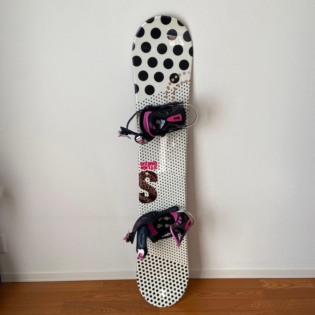 スノーボード Sサイズ 白黒水玉　ケース付き