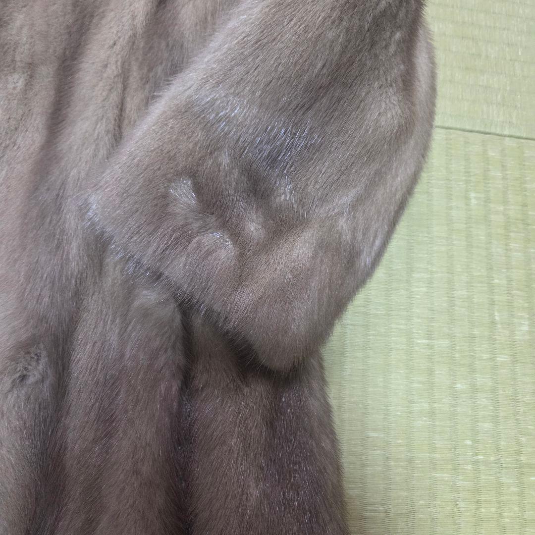 美品 シルバーブルーミンク ハーフコート 着丈67 IEMURA 11号