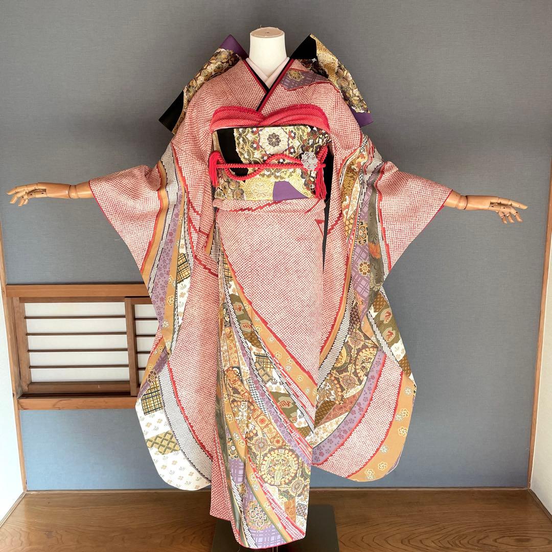 振袖フルセット　のしめ絞り柄　成人式振袖　振袖　裄丈69 ますいわ屋謹製