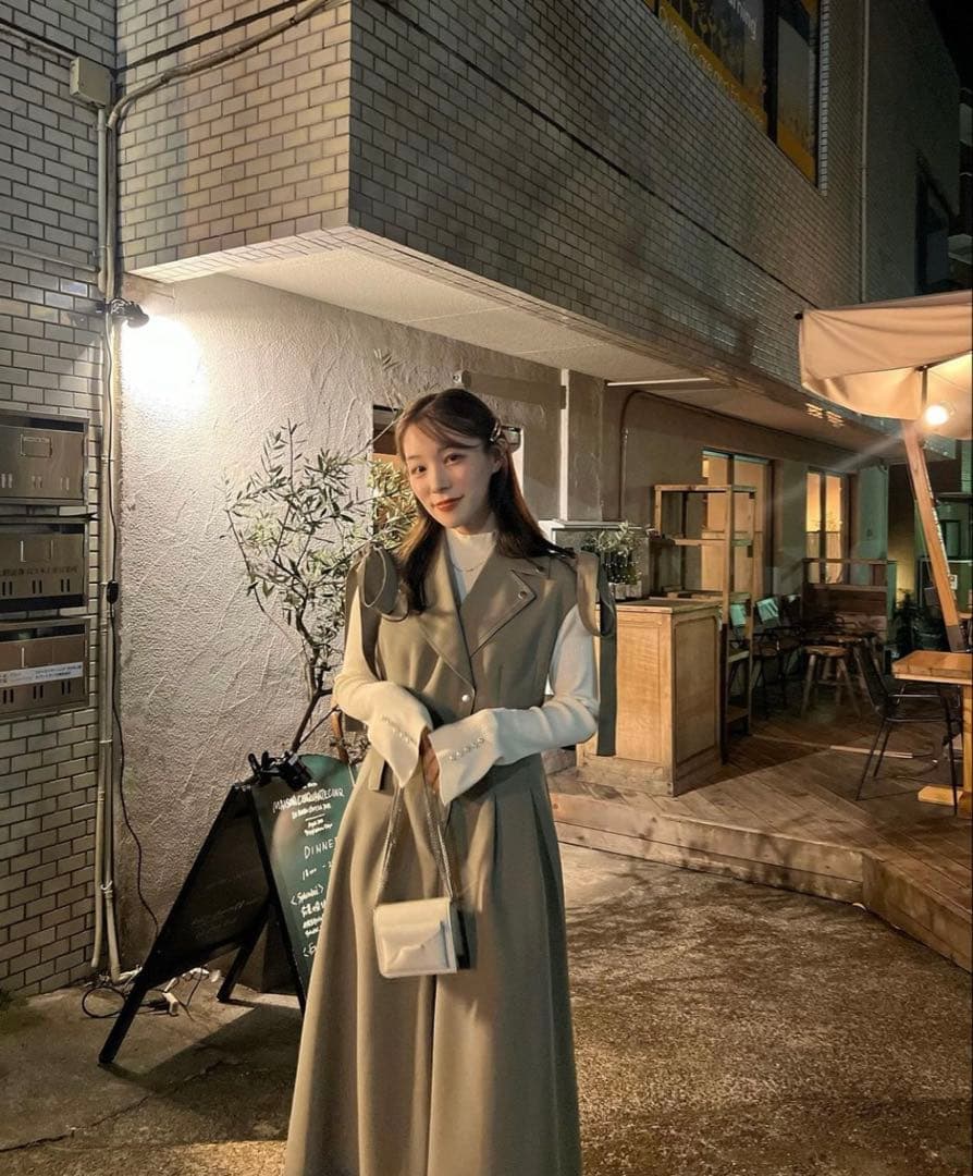 【Aimeine】オールインワン ワイドパンツ ベージュ