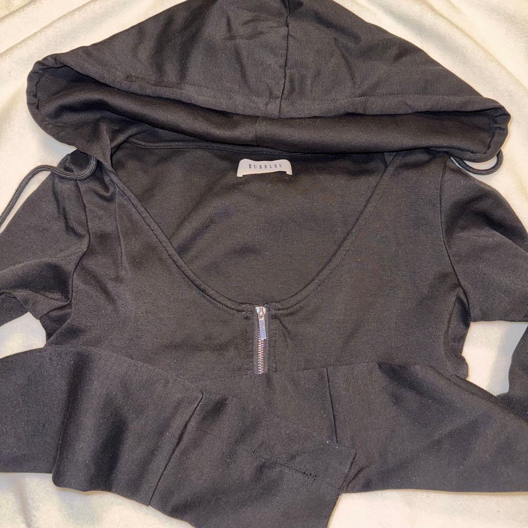 BUBBLES バブルス チェックパーカーワンピース ブラック