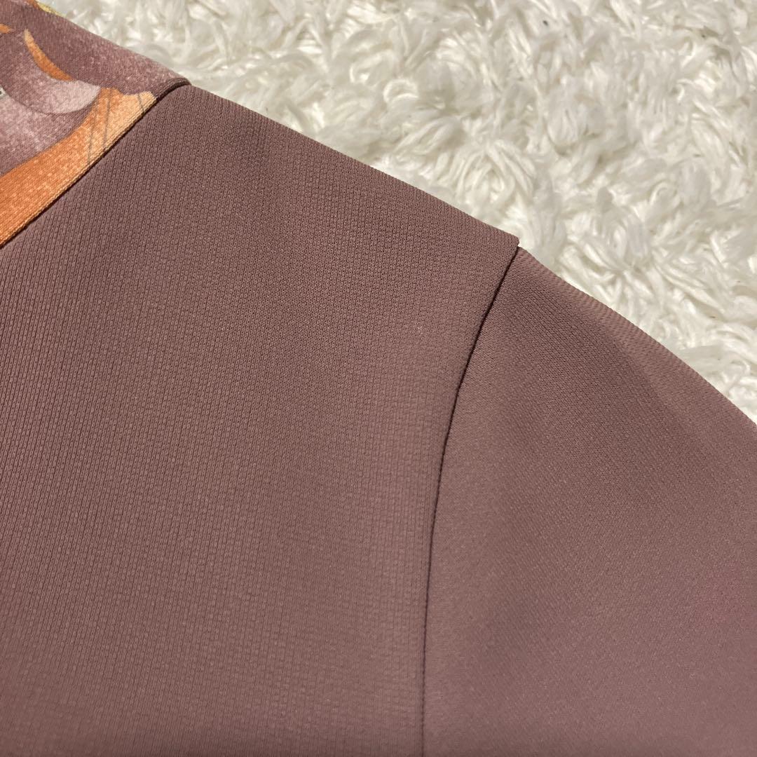 美品✨近年 レオナール カットソー チュニック トリム 花 小豆色 40 L