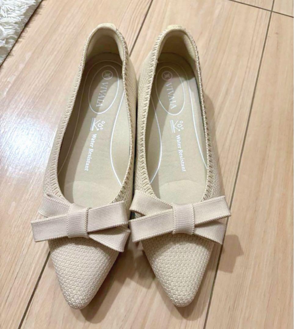 VIVAIA 　ポインテッドトゥ 撥水加工 フラットシューズ　36 クリップ付