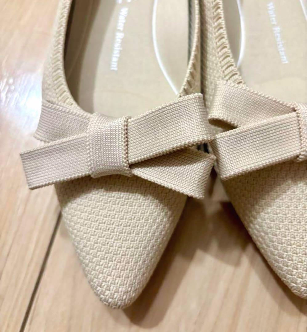 VIVAIA 　ポインテッドトゥ 撥水加工 フラットシューズ　36 クリップ付