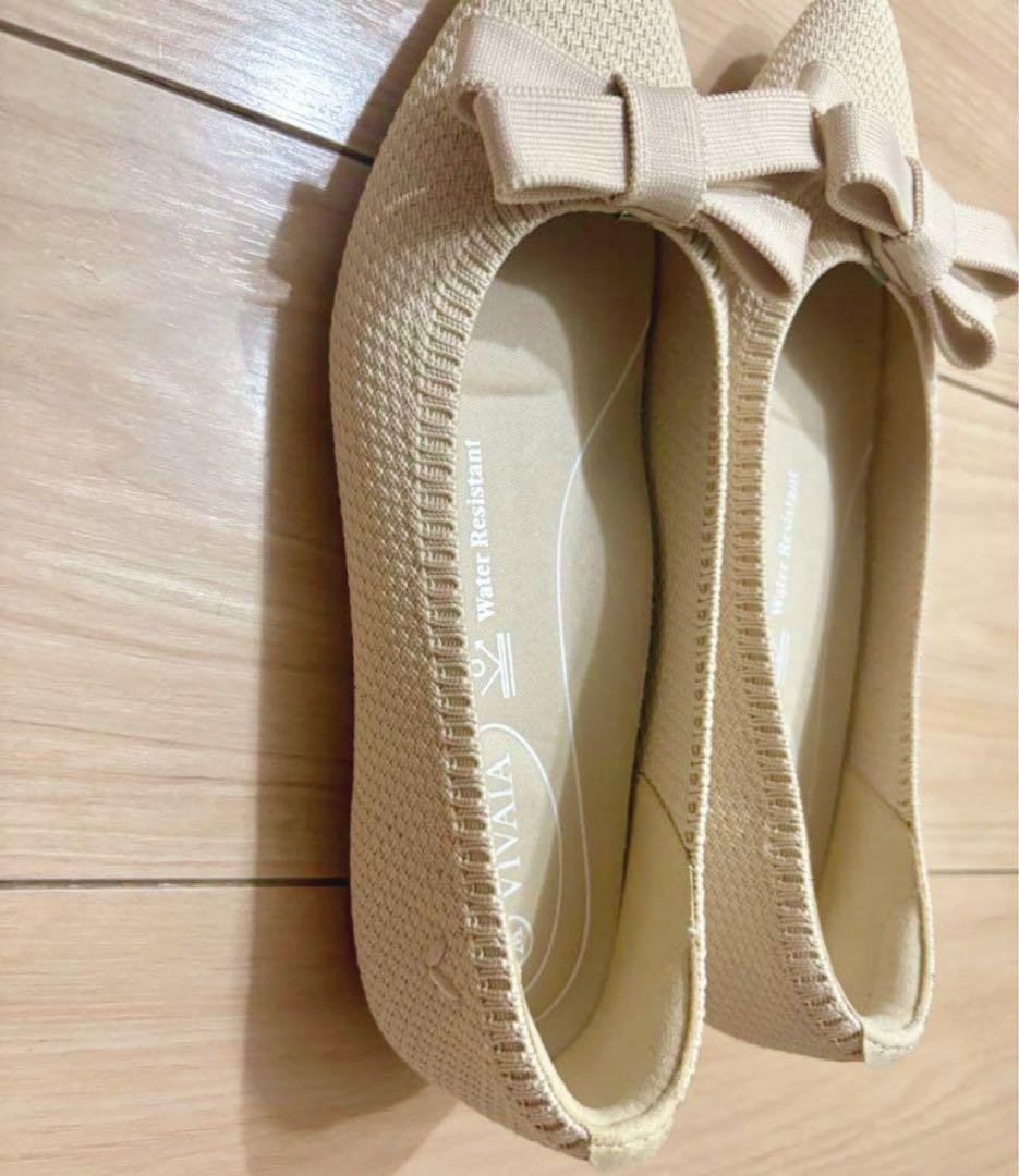 VIVAIA 　ポインテッドトゥ 撥水加工 フラットシューズ　36 クリップ付