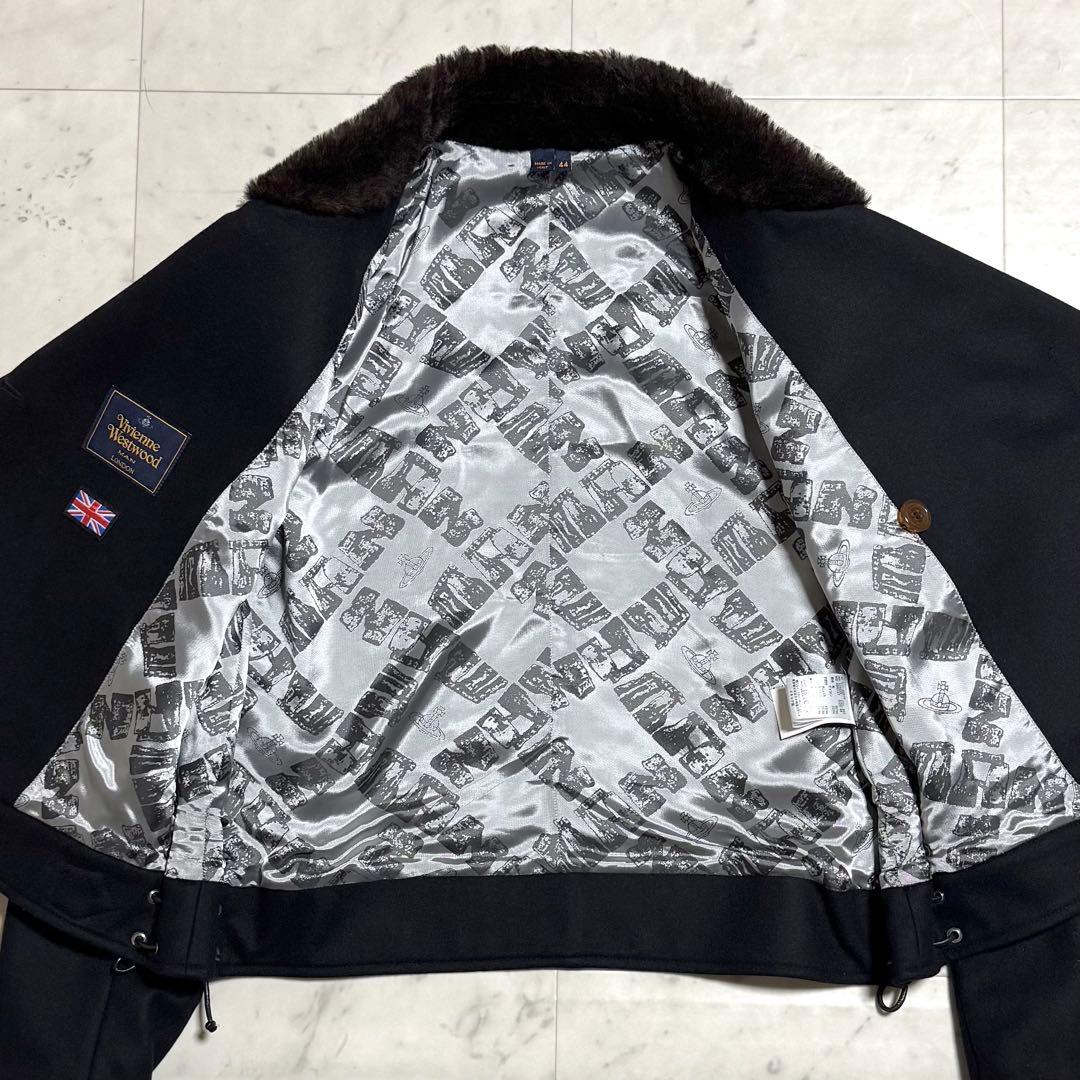 美品 ヴィヴィアンウエストウッド MAN メルトンライダースブルゾン 黒 44