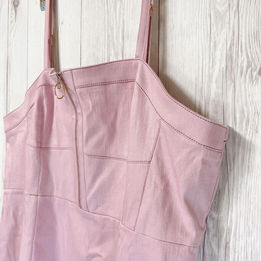 【マーリエルカセット】オーバーオール　スカート　大きめ　ピンク　ワンピース