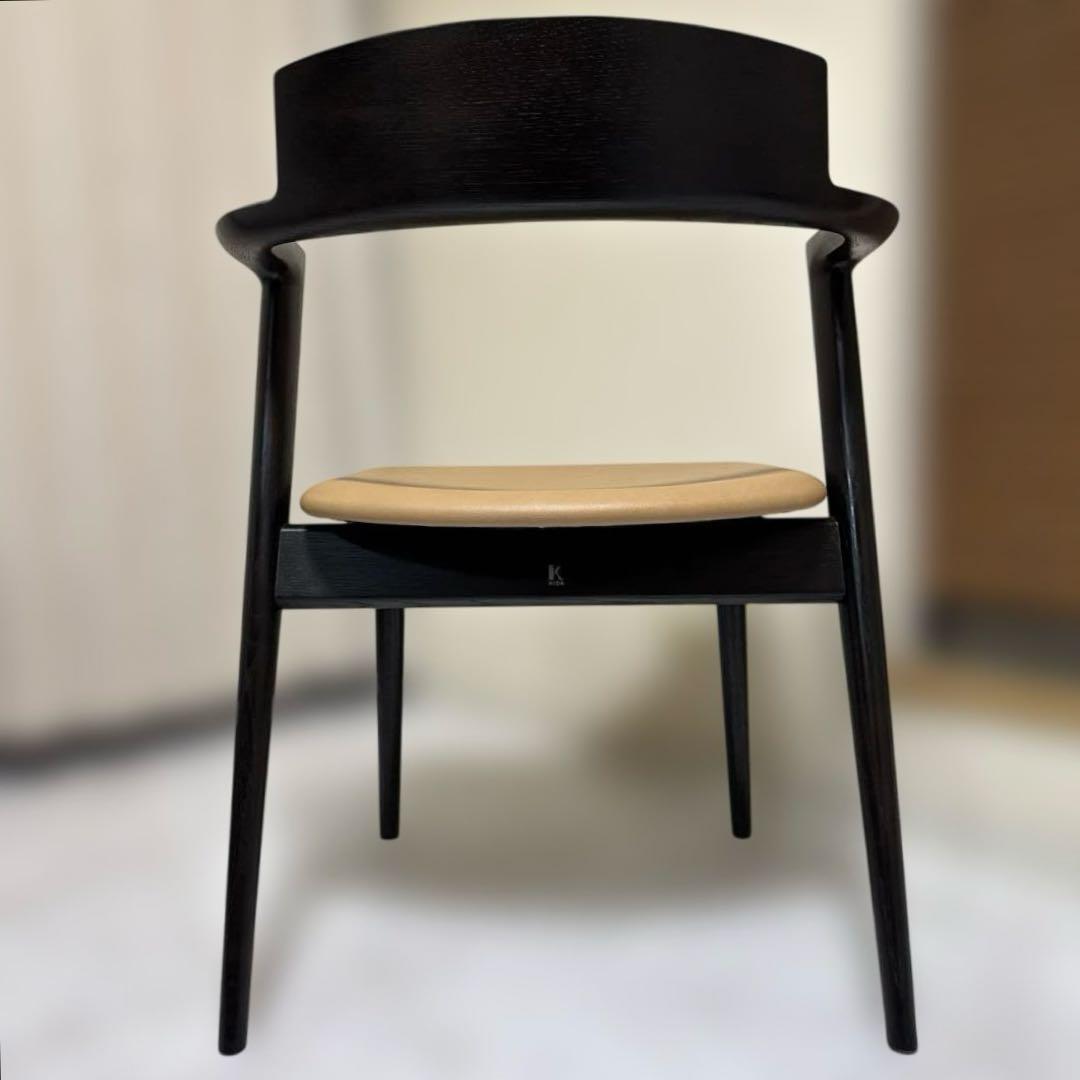 飛騨産業 SEOTO（セオト）飛騨家具 セミアームチェア　張り座 BK