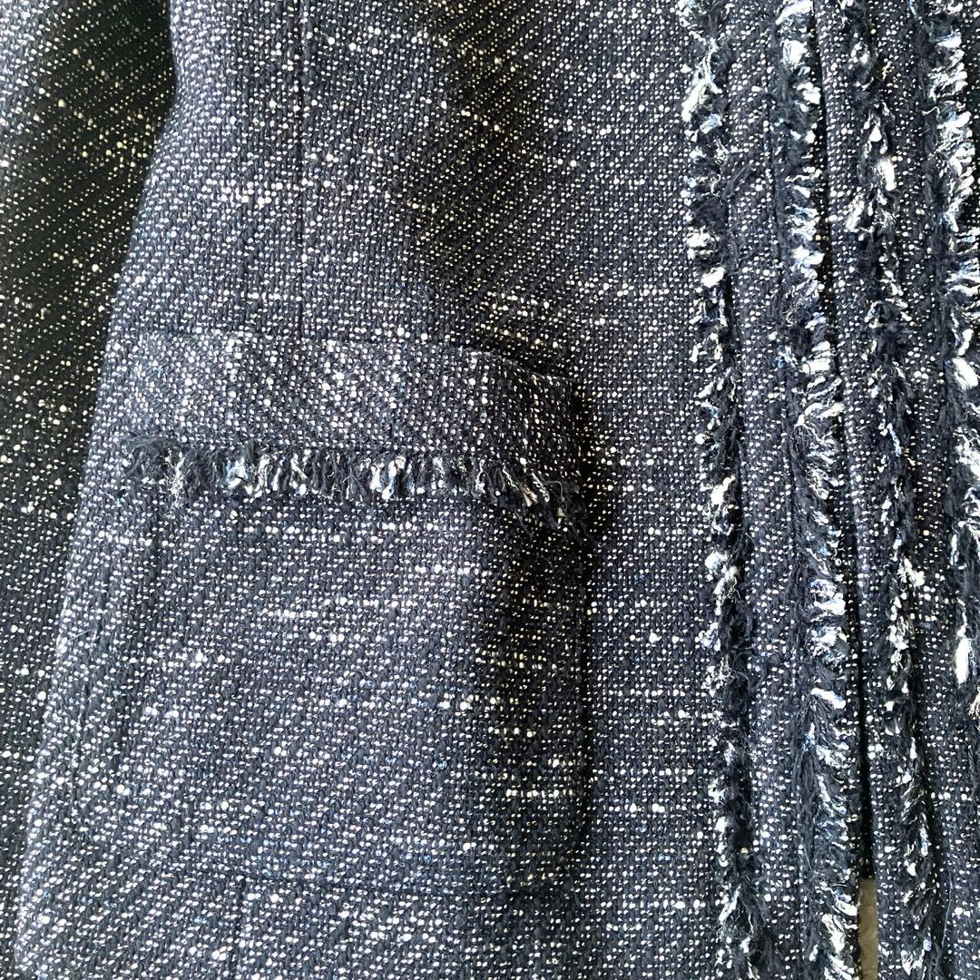 新品タグ無◯グリーンレーベルリラクシング ラメツイード ジャケット ネイビー