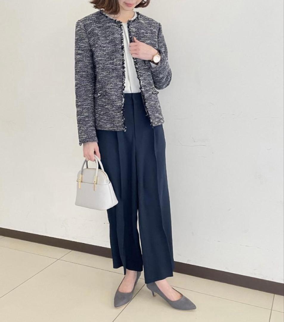 新品タグ無◯グリーンレーベルリラクシング ラメツイード ジャケット ネイビー