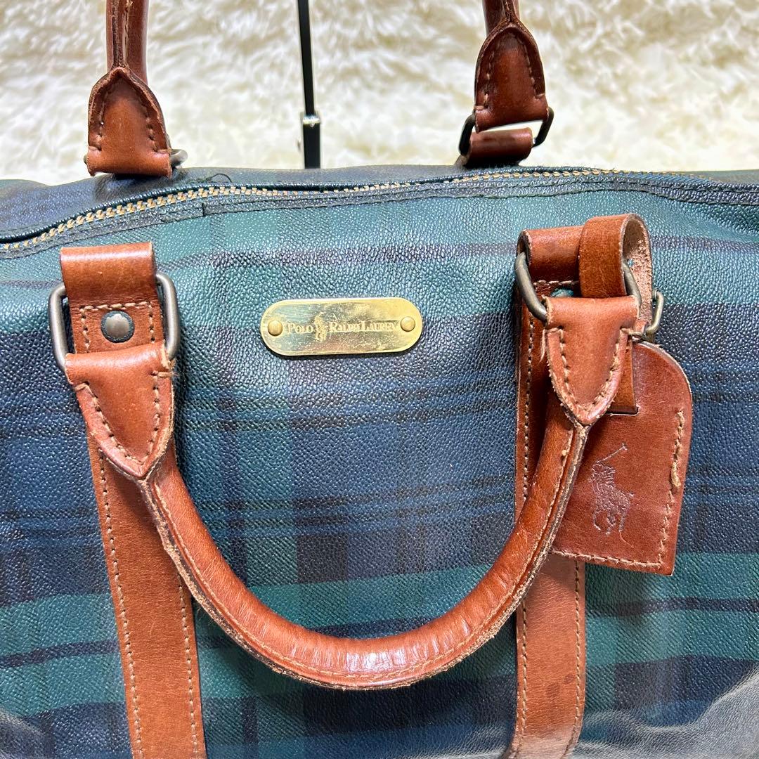 価格交渉歓迎⭐️ ポロラルフローレン　ボストンバッグ　タータンチェック　レザー　革