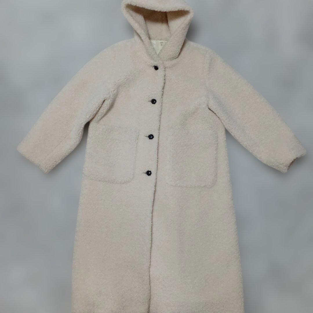 しろみ【美品】yori スイートボアフードロングコート　38