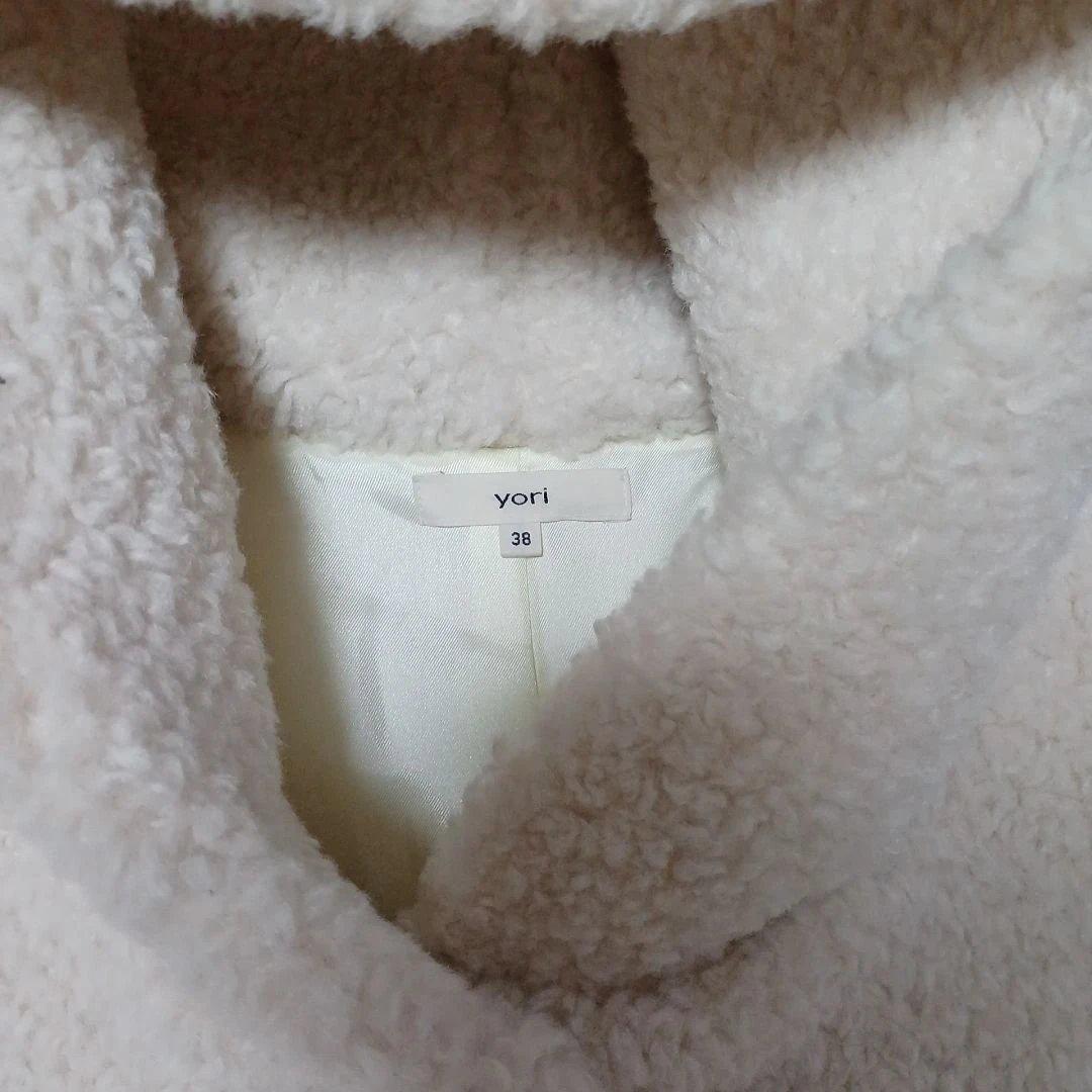 しろみ【美品】yori スイートボアフードロングコート　38