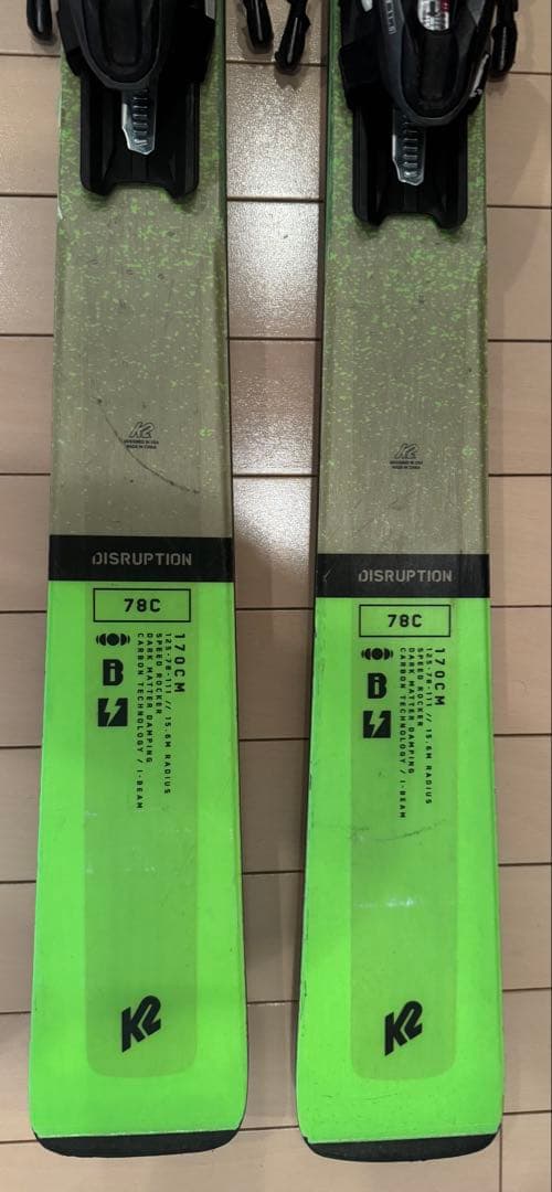 K2 スキー板 DISRUPTION 78C グリーン/ブラックビンディング付