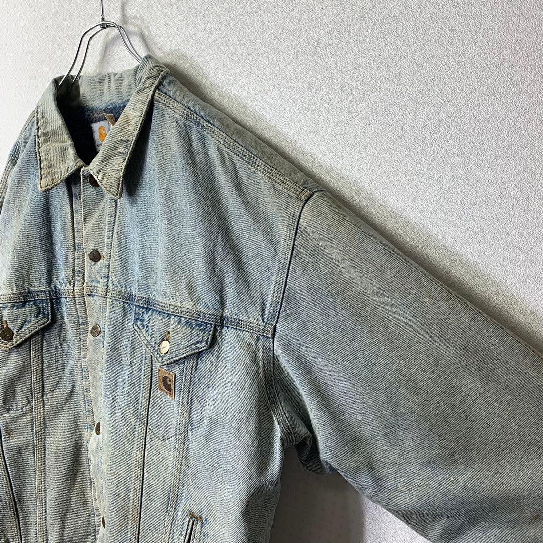 80s USA製 carhartt ブランケット付きデニムジャケット 2XL