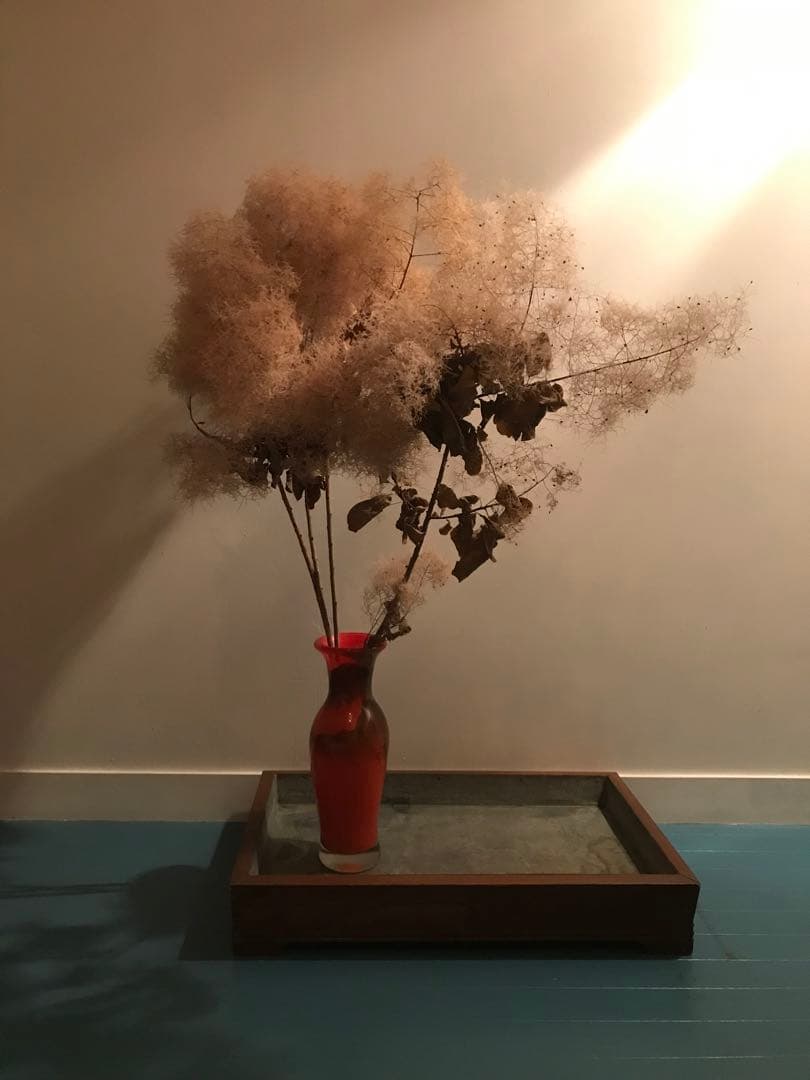 blue gray出品　レトロな木製植物台と味わい木箱