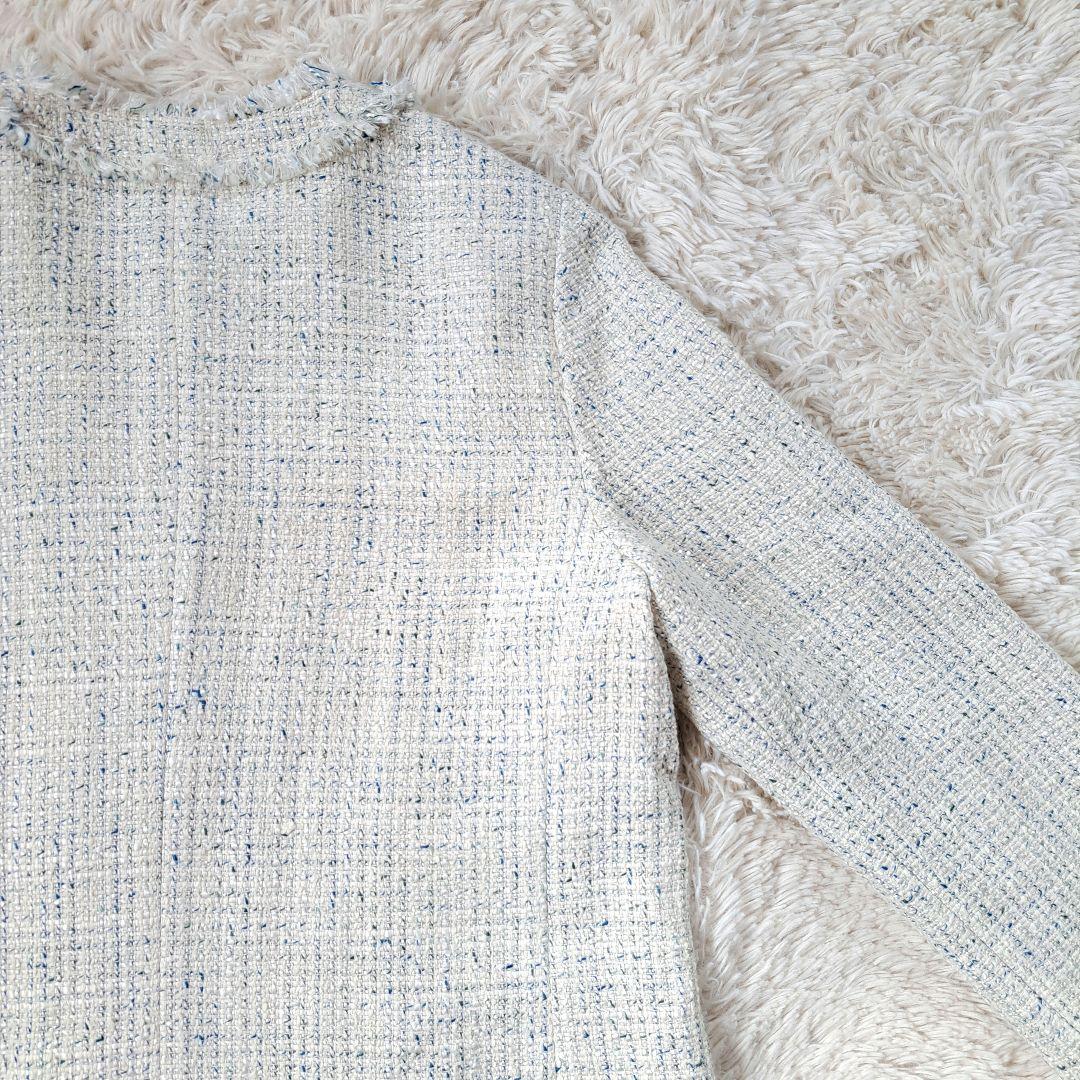 新品タグ付 定価3万 マカフィー ノーカラーツイードジャケット 金ボタン 日本製