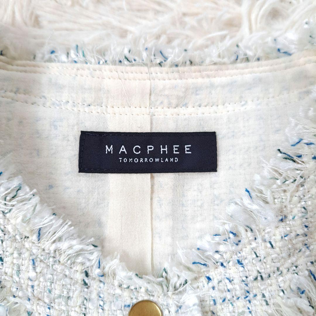 新品タグ付 定価3万 マカフィー ノーカラーツイードジャケット 金ボタン 日本製