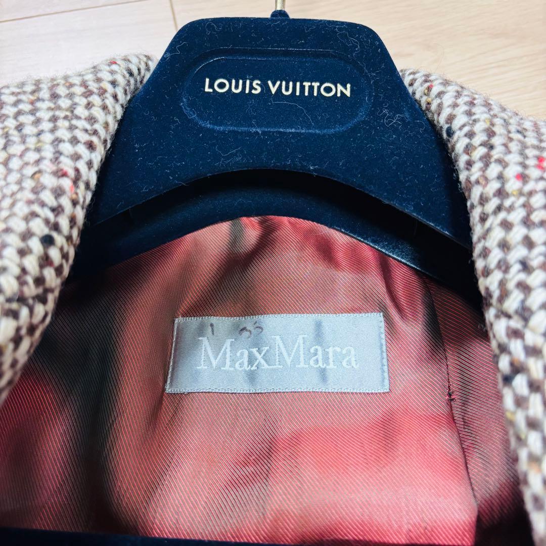 マックスマーラ　チェスターコート　ロング　銀タグ　ツイード　40 大きいサイズ