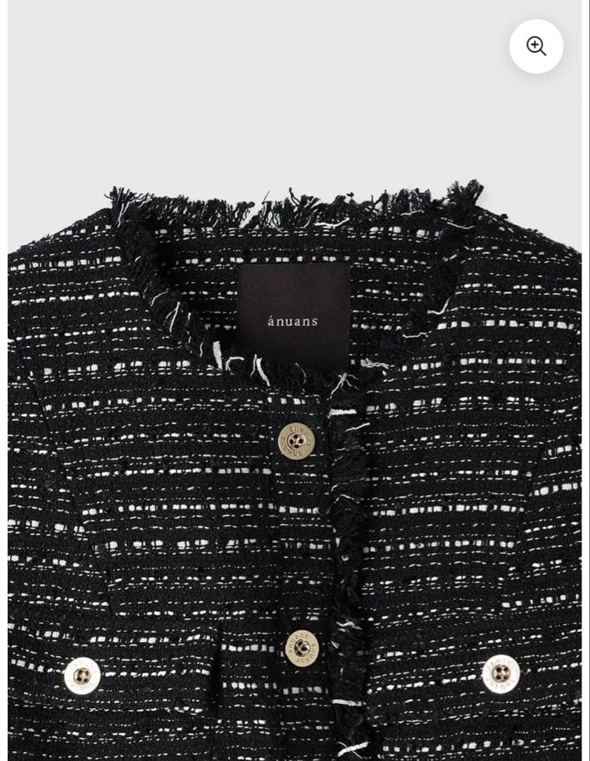 ★ anuans★ ツイードノーカラーフォルムジャケットM