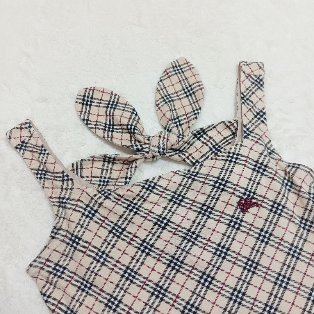 バーバリーブルーレーベル ノバチェック柄タンクトップ 背中リボン 38