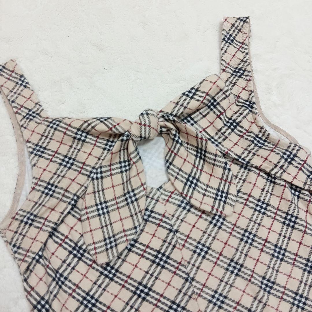バーバリーブルーレーベル ノバチェック柄タンクトップ 背中リボン 38