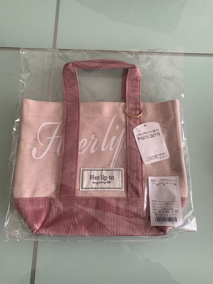 ラスト新品正規品タグ付herlipto mini tote限定トートバッグピンク