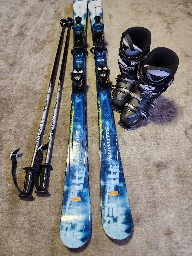 salomonカービング165☆ブーツ25～25.5☆ストック120　セット