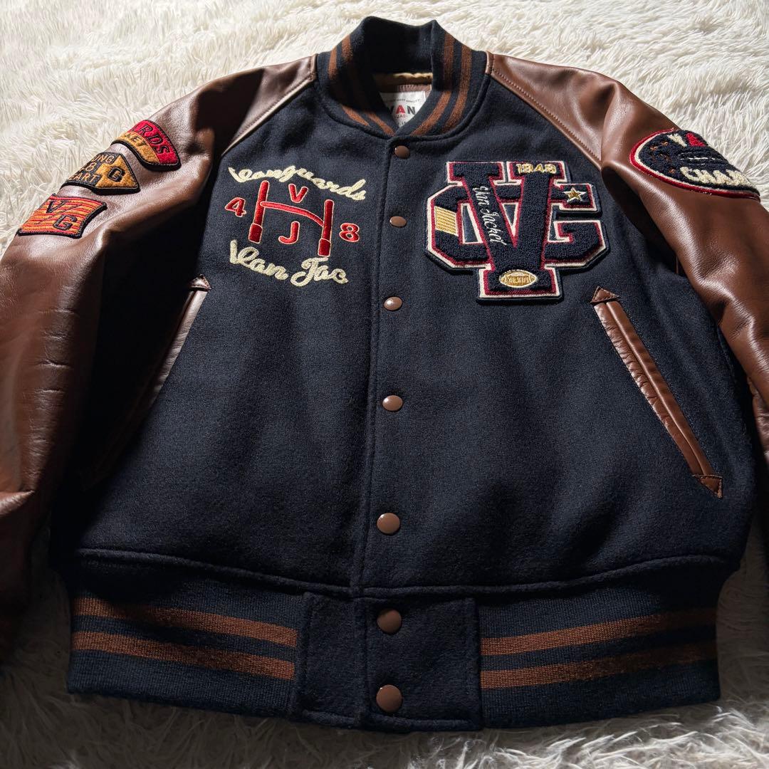 極美品✨VAN JACKET スタジャン　袖レザー　アーチロゴ　ワッペン　L