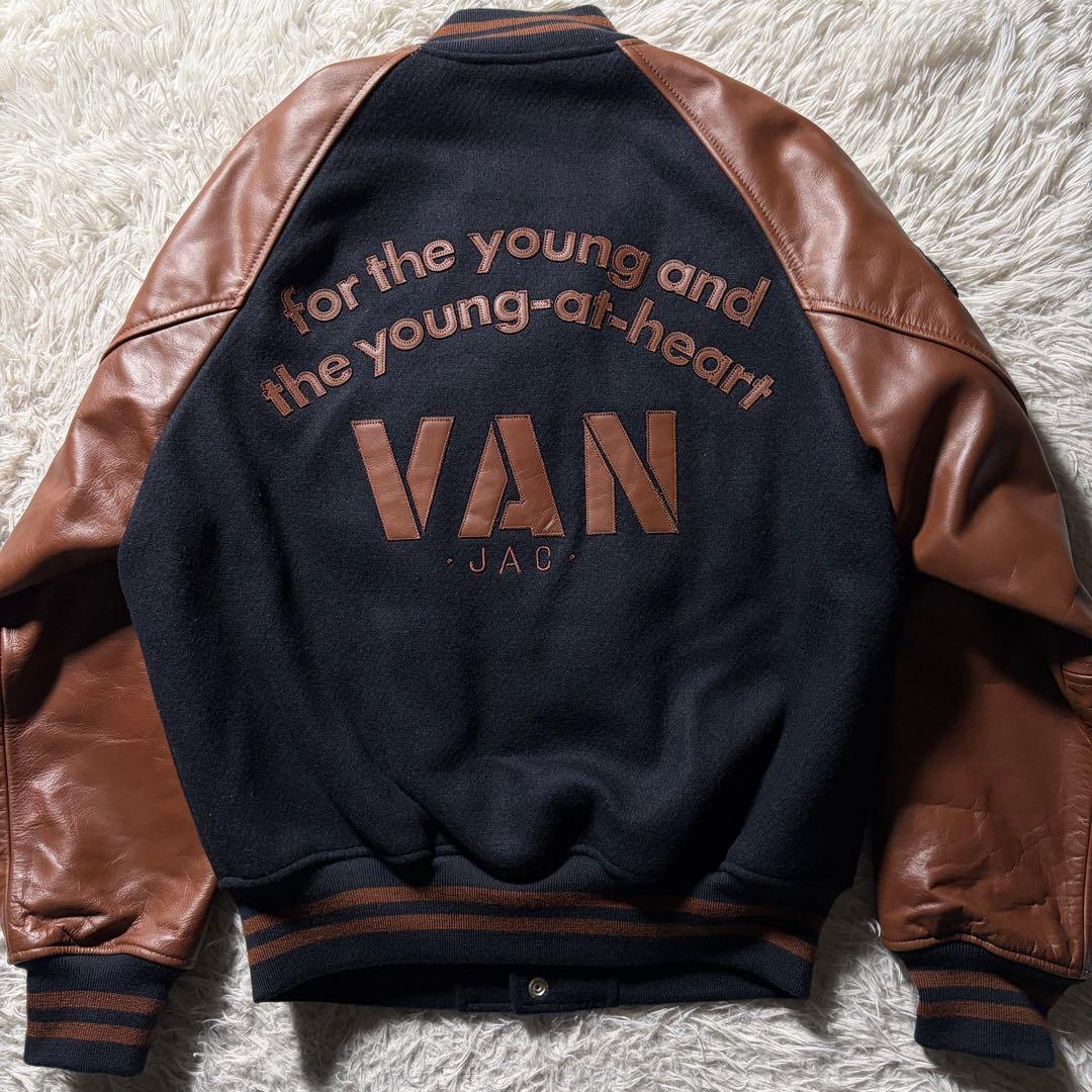 極美品✨VAN JACKET スタジャン　袖レザー　アーチロゴ　ワッペン　L