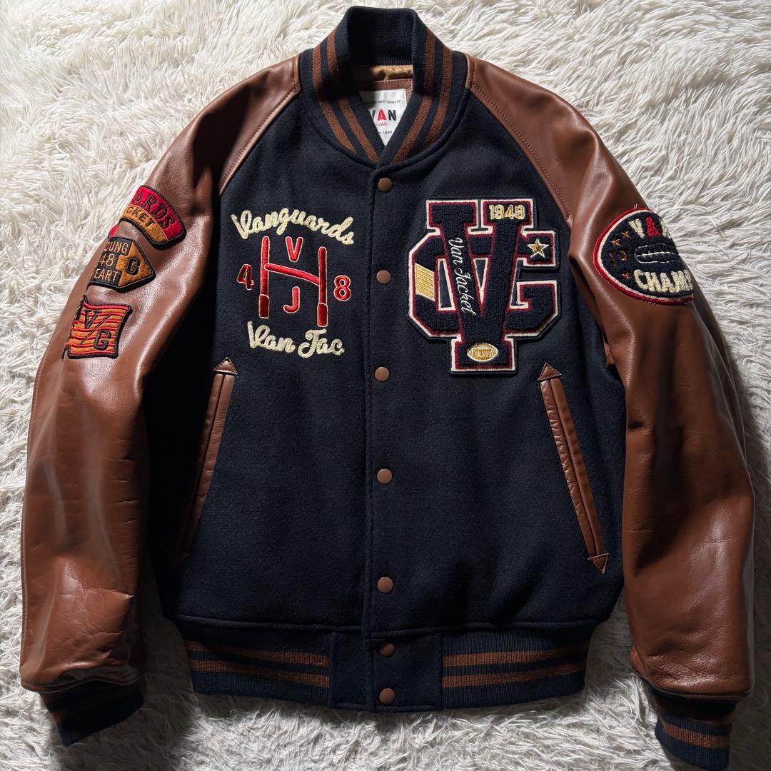極美品✨VAN JACKET スタジャン　袖レザー　アーチロゴ　ワッペン　L