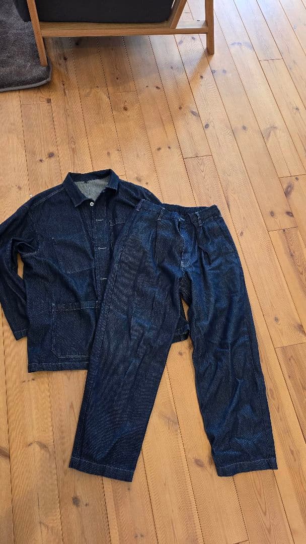 【セットアップ】無印良品 カバーオール紳士 木の実から作ったカポック混デニム