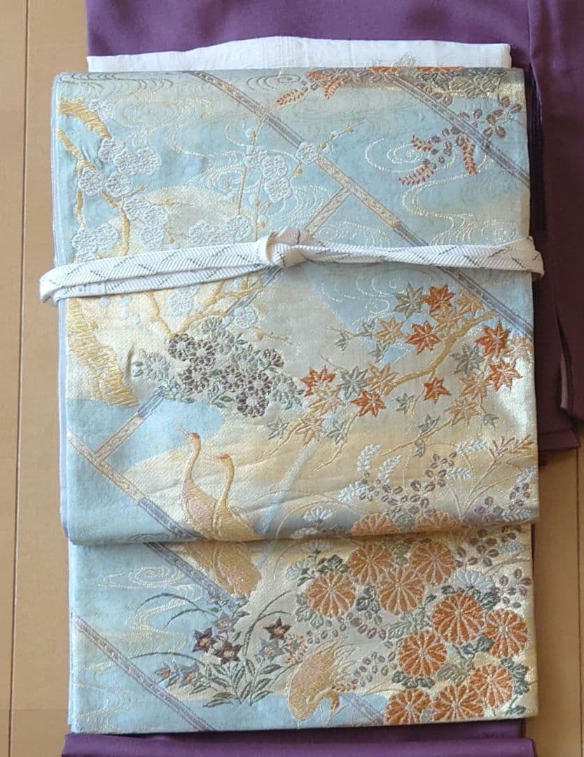 さくら【新品未使用極美品】訪問着フルセット　正絹袷　草花花籠文様　六通袋帯