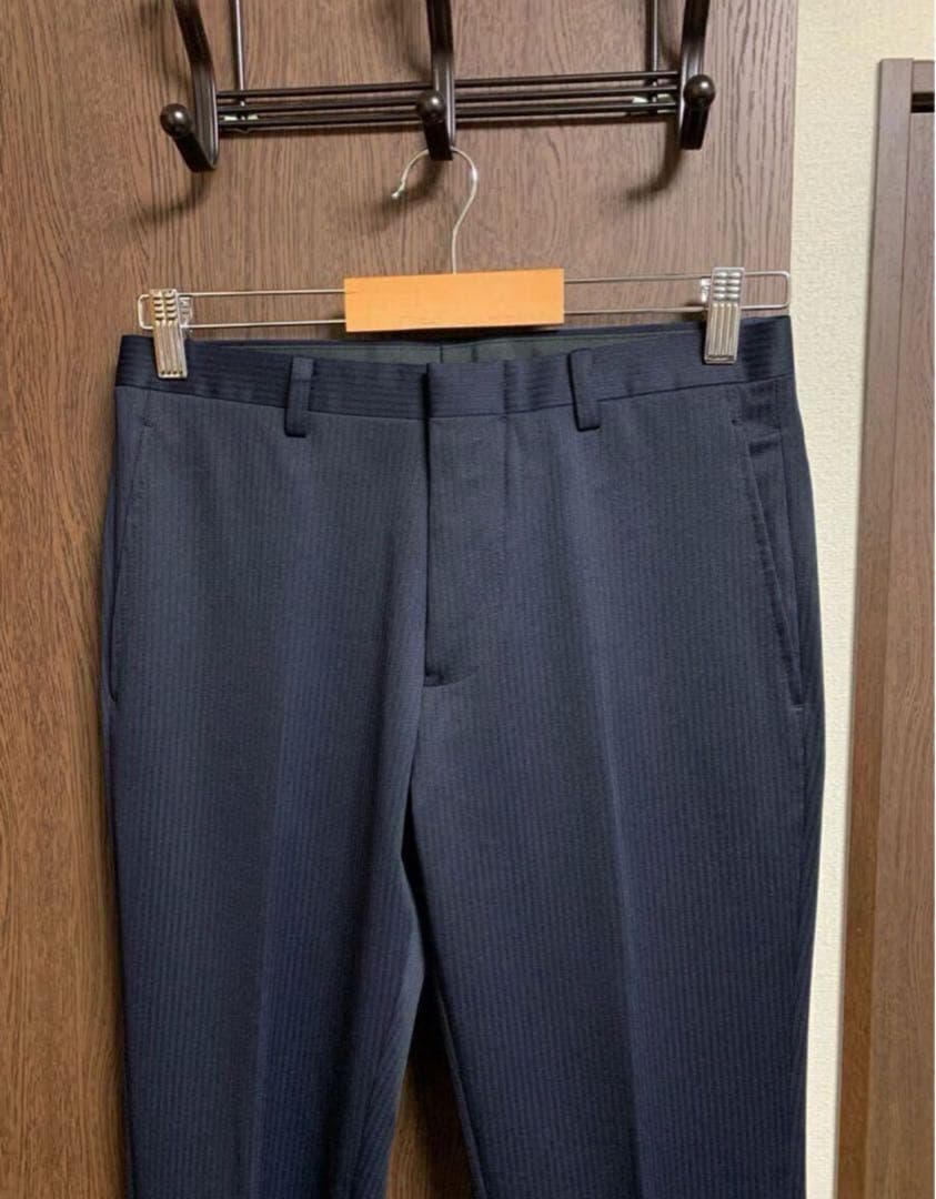 Y4新品未使用！素敵ストレッチ3ピーススーツ！無地調ネイビー！快適ウォッシャブル