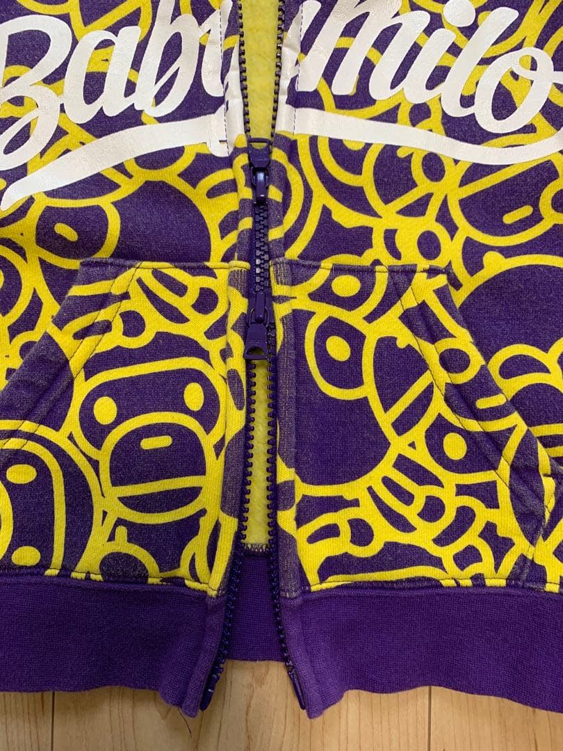 A BATHING APE パーカー パープル/イエロー 100
