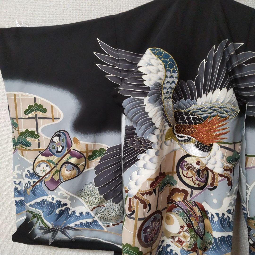 ✡️正絹100%鶴と波模様、お宮参り未使用級、クリーニング済み