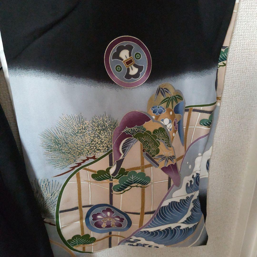 ✡️正絹100%鶴と波模様、お宮参り未使用級、クリーニング済み