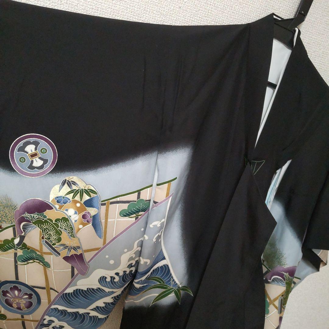 ✡️正絹100%鶴と波模様、お宮参り未使用級、クリーニング済み