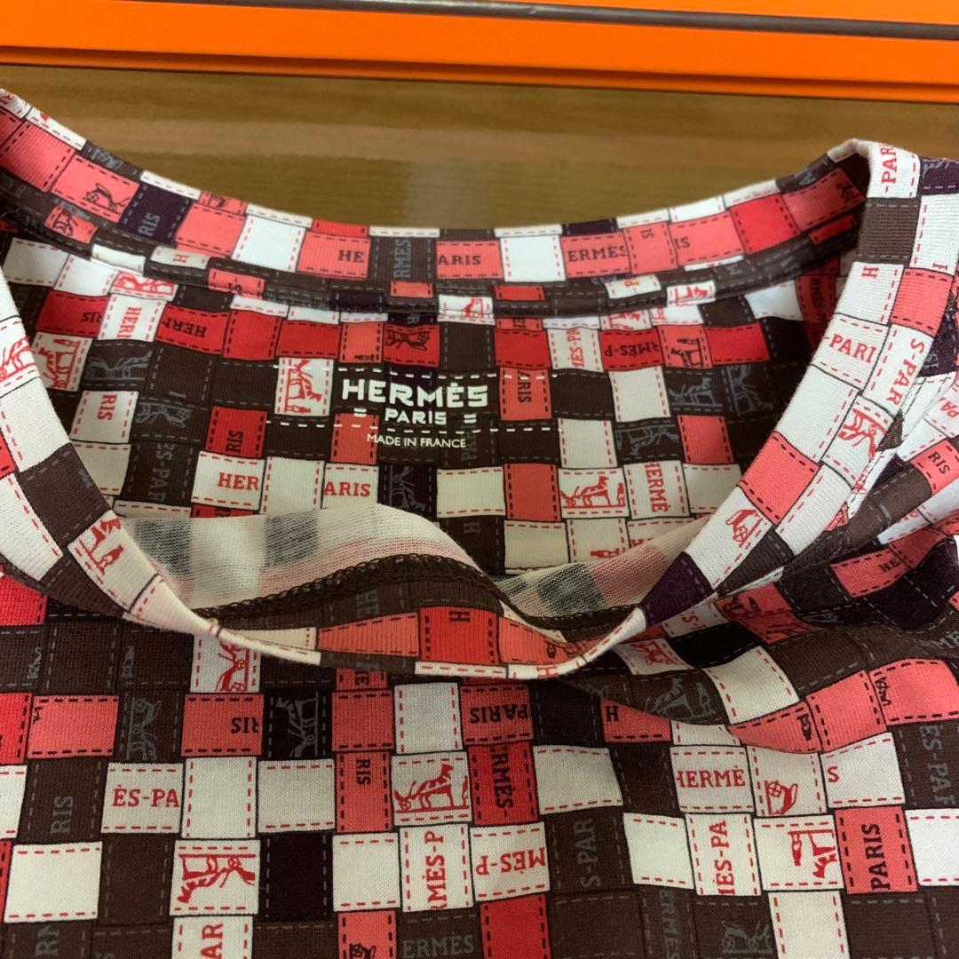 専用ですエルメス　ボルデュックリボン柄Tシャツ　34 レッド