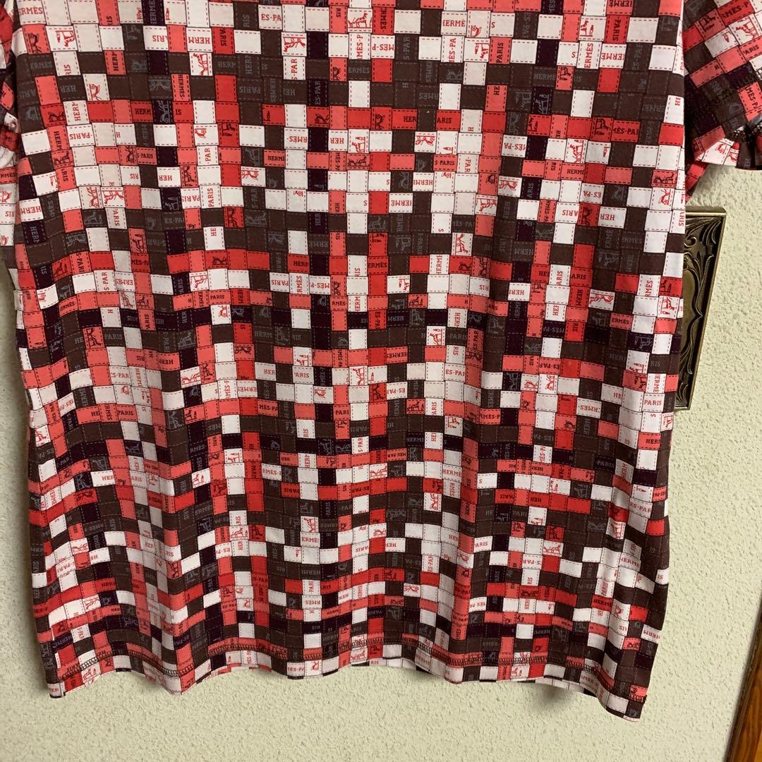 専用ですエルメス　ボルデュックリボン柄Tシャツ　34 レッド