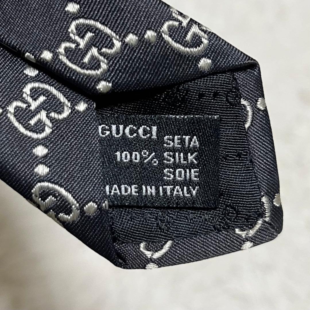 美品　GUCCI ネクタイ　シルク　GG柄　GGパターン　モノグラム　黒