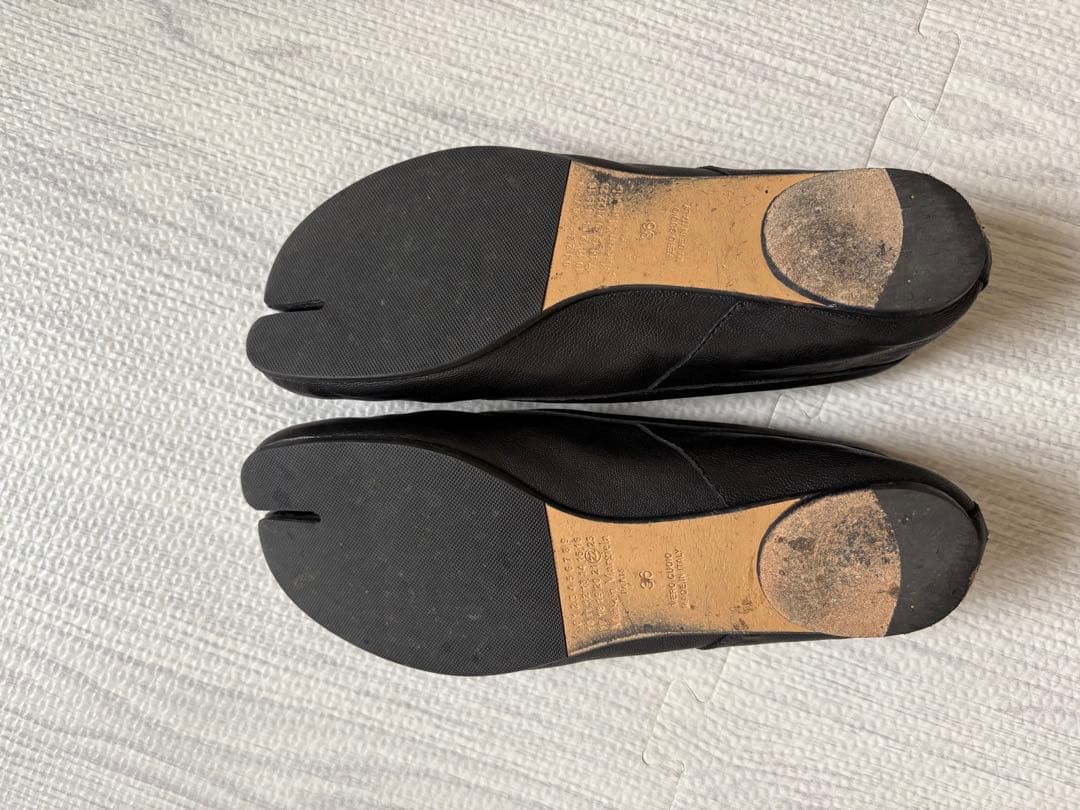 メゾンマルジェラ　足袋バレエシューズ　36センチ　ブラック　裏張り済み