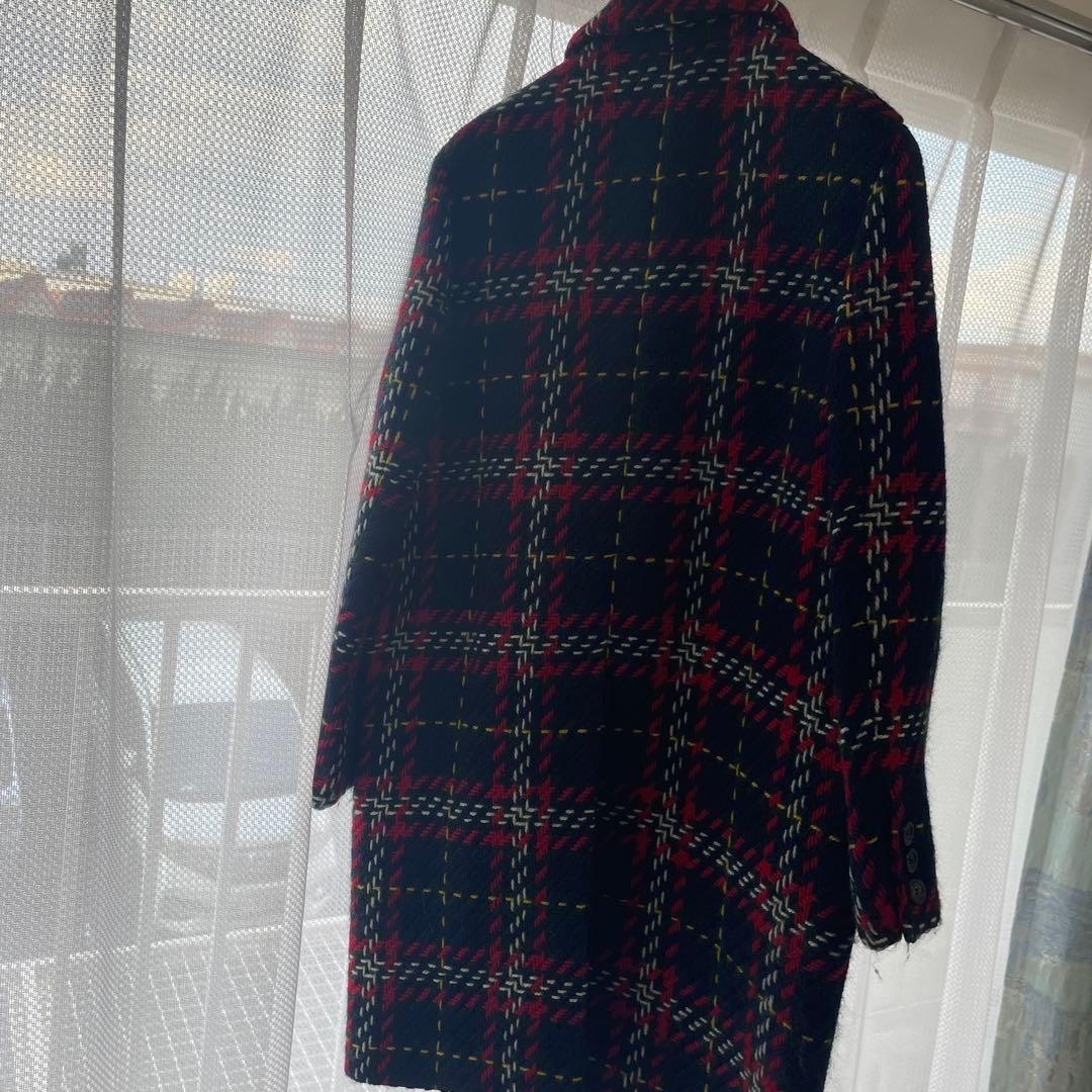 miu miu チェスターコート ネイビー・レッド・チェック