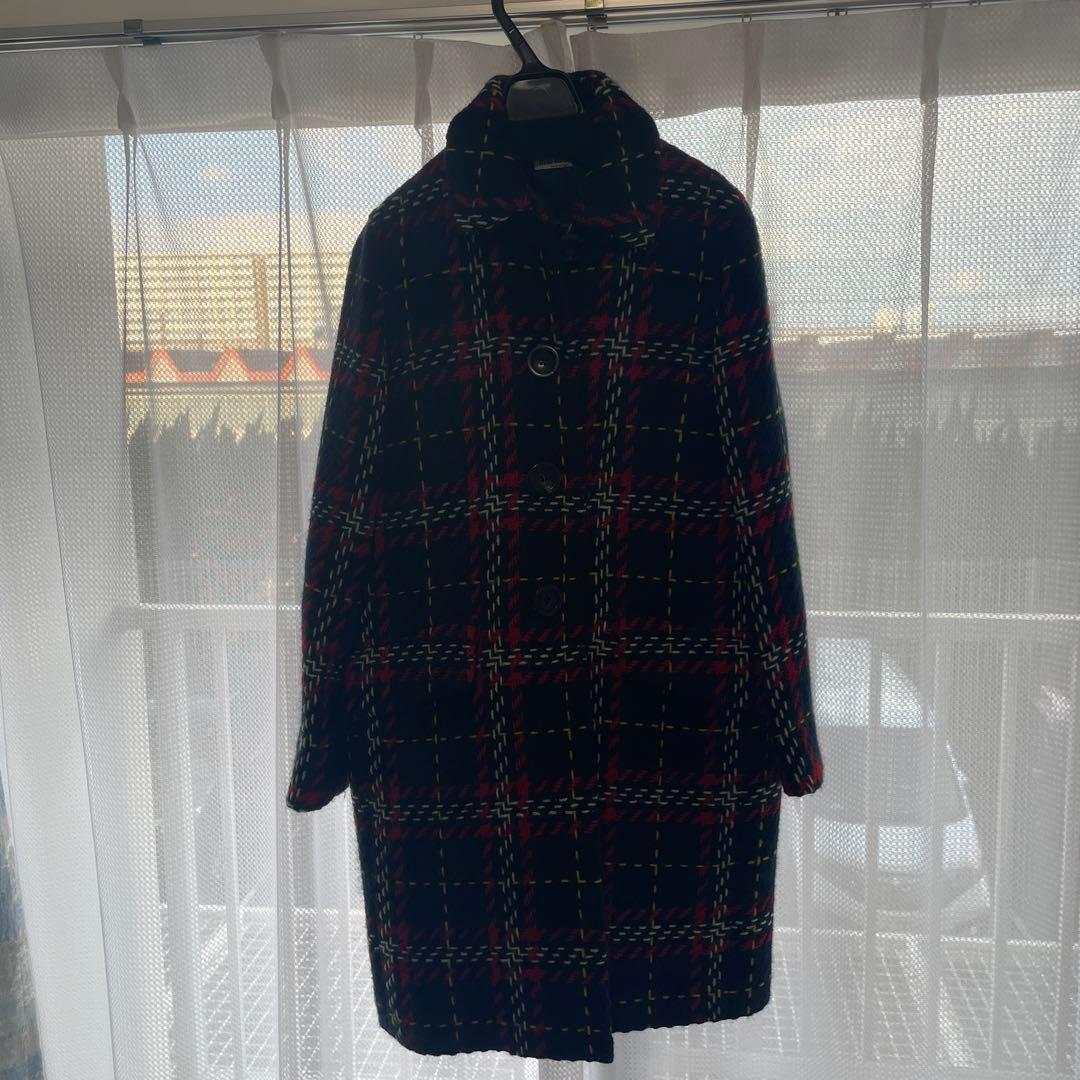 miu miu チェスターコート ネイビー・レッド・チェック