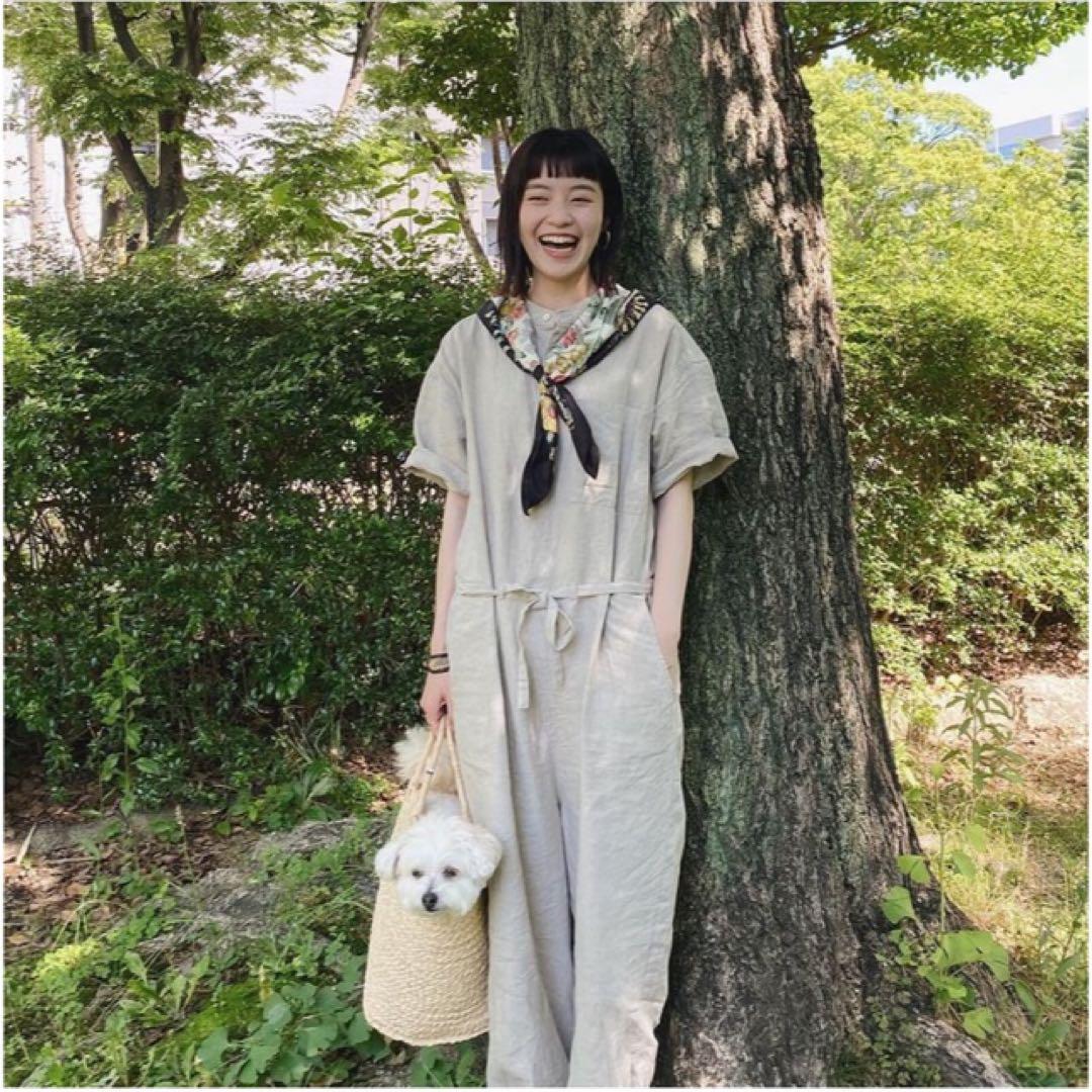 かぐれ kagure リネンハーフスリーブオールインワン