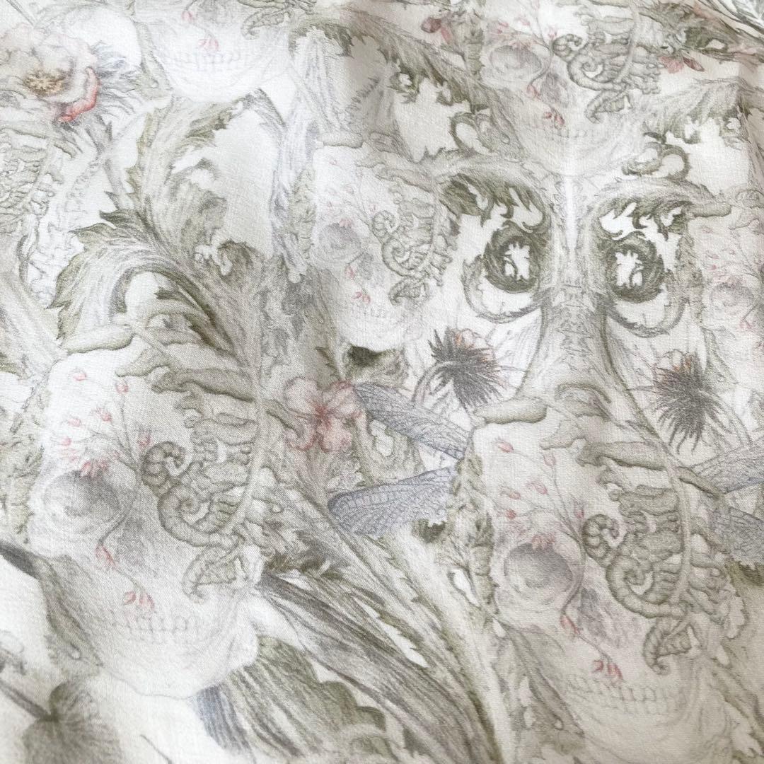 極美品　アレキサンダーマックイーン　スカーフ　シルク　スカル　ボタニカル　レア